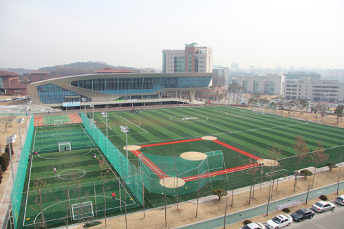 The new artificial football / baseball field, completed over winter break