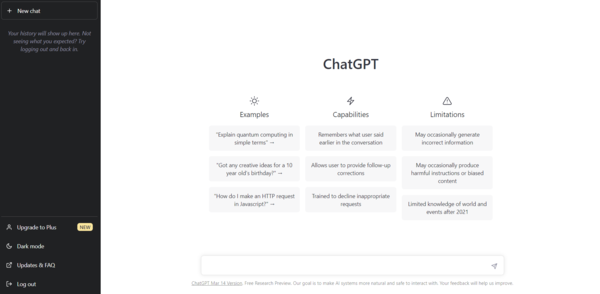 The interface of OpenAI's ChatGPT