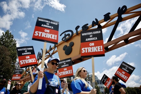 Picketers form in front of the Walt Disney Company