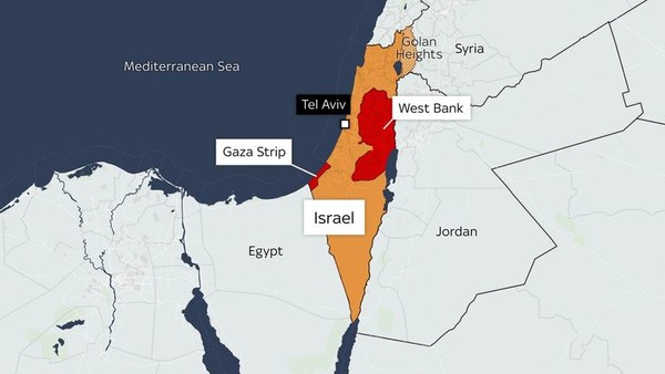 Map of Isreal-Palestinian War.